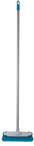 CHARLES BENTLEY Broom, Blue, Soft, Indoor Broom, Metal Handle, Broom Head, Soft Flagged Bristles, Rubber Bumpers, Strong, Robust Handle, Hanging Hook, Practical (120x14x14cm)