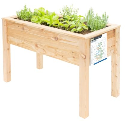 WESTMANN Hochbeet Emily aus Lärchenholz | 120x65x75 cm Natur | Kräuterbeet für den Außenbereich | Stelzenhochbeet zum Bepflanzen von Gemüse & Kräutern