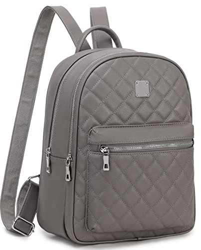 Myhozee Rucksack Damen Leder PU Daypack Klein Elegant Rucksack Tagesrucksack für Mädchen,Grey
