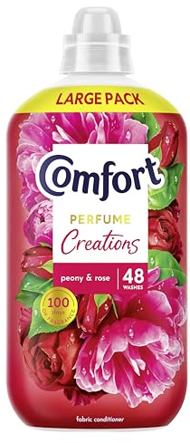 Comfort Perfume Creations Peony & Rose Fabric Conditioner Softener with Motion-Activated Fragrance Technology 100 Days of Freshness 48 washes (1.44 L)