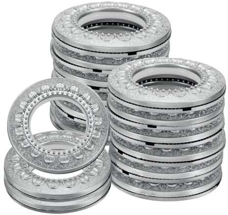 QUARKZMAN 16pz Occhielli per Tende, 1-5/7(42 mm) ID Motivo Anelli per Tende Finestre Pannelli Anelli per Tende Romane Scorrevoli a Bassa Rumorosità Clip Anelli per Bastone, Argento Sabbia