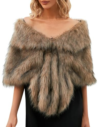 Chal de piel sintética para invierno, para mujer, estola de novia, damas de honor, estola de novia de los años 20, capa de flapper, disfraz de Gatsby Custum para fiesta de invierno, noche, graduación