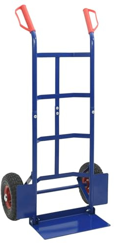 vidaXL Carrello a mano Blu e Rosso 57 x 46 x 113 cm Acciaio, Garage, Rettangolare, Industriale, Pieghevole, Soluzione di archiviazione multifunzionale, Miglioramento dell'efficienza dello spazio