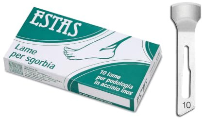 10 LAME BISTURI ESTAS N° 10 PER SGORBIA MANICO A VITE ACCIAIO INOX PEDICURE PROFESSIONALE PER ESTETISTA