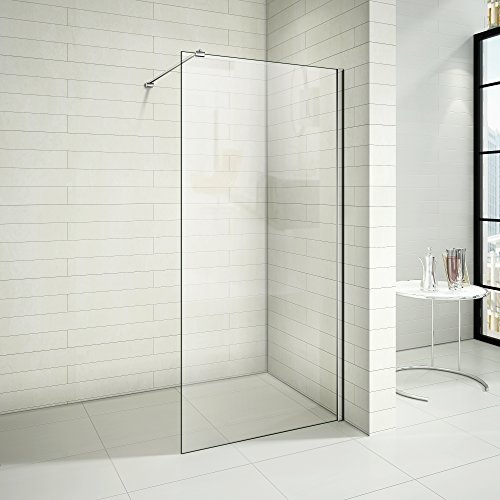 Paroi de douche 700x2000x8mm en verre anticalcaire Walk in paroi de fixation avec barre de fixation la pince 360° 90cm