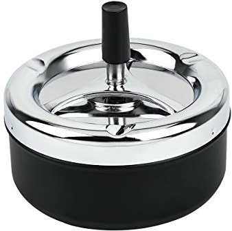 SCSpecial Runder Aschenbecher Groß Push Down Drehbarer Zigarettenaschenbecher Rauchfreier Aschenbecher 13cm