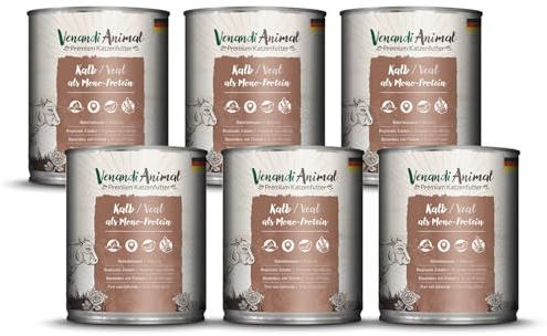 Venandi Animal – Premium Katzenfutter – Kalb als Monoprotein, Nassfutter, getreidefrei und naturbelassen, 6er Pack (6 x 800g)