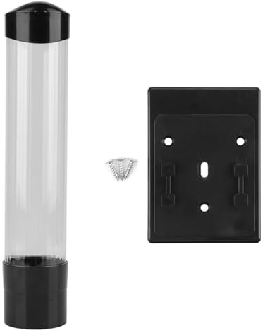 Broco Dispensador de Vasos de Papel y Plástico Montado en la Pared, Capacidad 60-80 Vasos, Portavasos de Sobremesa, Soporte de Vaso con un Toque, Cubierta Antipolvo (Negro)