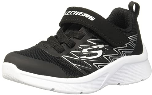Skechers Microspec Texlor, Sneaker Bambini e ragazzi, Tessuto Nero Finiture In Argento Nero, 36.5 EU