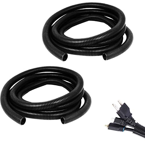 Split Loom Tubing Wire Conduit, Black Corrugated Wire Tube Cable Protection Pipe Cable Tidy Tube for TV Cables, Electric Wire, Garden Lights (OD 21mm, 6 Metres)