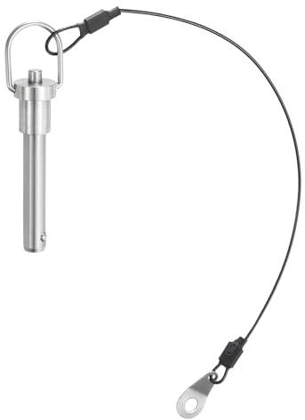 QUARKZMAN Perni di Bloccaggio a Sfera con Maniglia Pulsante, Diametro Perno 8mm, Lunghezza Utilizzo 40mm Perno a Rilascio Rapido con Cavo Sicurezza, Acciaio Inossidabile 325