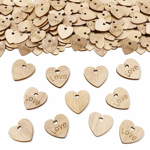 ParPix 100 Stück Holz Herz Konfetti Hochzeit Deko Herz Streudeko Tisch Herz Konfetti Herz Deko Hochzeit Tischdeko