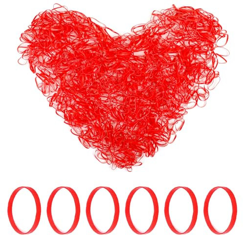 Pack of 1000 Mini Rubber Bands Red Soft Elastic Bands Natural Rubber Bands for Kids Hair, Braids Hair, Wedding Hairstyle,Pens, Crab,Catapults, Bills, Bank Paper, Office Supplies-22mm