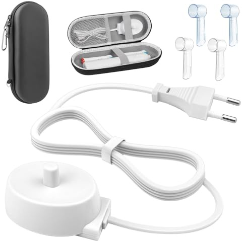 cersaty Electric Toothbrush Charger Set, Ersatz Zahnbürsten Ladegerät Set, Enthalten Zahnbürsten Etui＆Reise Zahnbürstenschutz für Braun Oral B iO6,iO5,iO4,iO3,Genius X