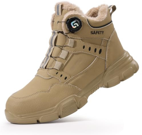 GemChve Scarpe Antinfortunistiche Uomo Donna Impermeabile Invernali Termiche Imbottite con Punta in Acciaio Regolazione Rapida dei Lacci Stivali 38-46 EU