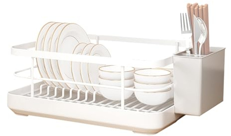 Qkbuza Escurridor de Platos con Drenaje, Estante de Secado de Platos para encimera de Cocina, Organizador de Utensilios para Armario, Estante Interior, hogar Familiar