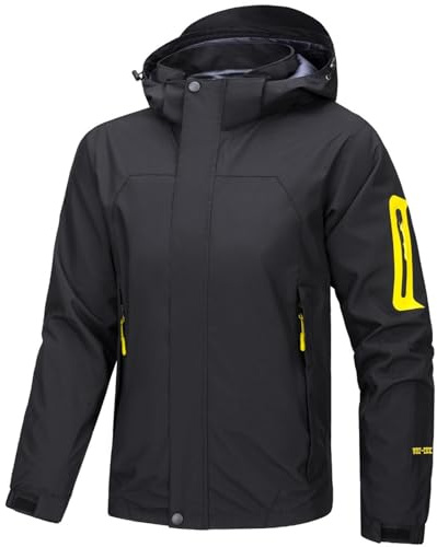 PADOLA Giacca Uomo con Cappuccio Due Colori con Tasche Resistente al Vento Leggera Casual Sportiva(Nero,L)