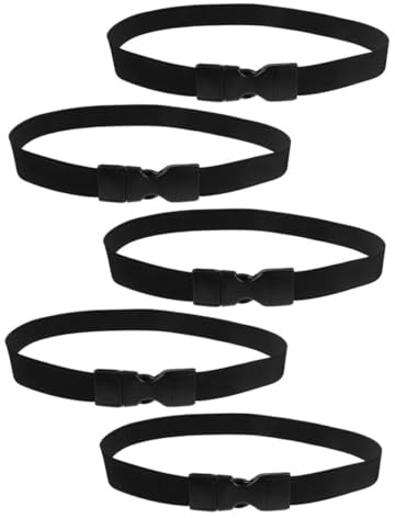 LALADEFIEE Attaches de Poubelle Réglables 5 Pièces en Plastique Noir | Bande Élastique de Fixation, Usage Maison et Hôpitaux, pour Bac et Paquet, Bord Lisse, Léger et Compact