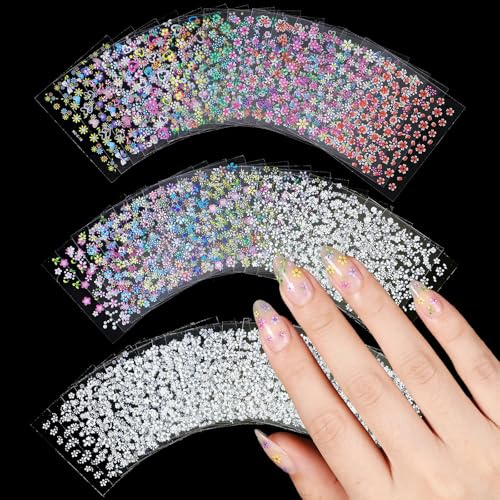 HJZHII 60 Blatt 3D Nagelsticker Blumen, Nail Art Stickers Selbstklebend Nageldesign Sticker Nagelaufkleber Nagel Sticker Blumen Nageldesign Zubehör für DIY Dekorationen Maniküre