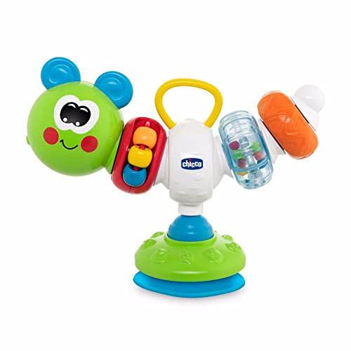 Chicco - Gioco Seggiolone Bruchino Ballerino, Gioco Elettronico con Ventosa per Seggiolone, con Suoni, Melodie e Attività Manuali, Batterie Incluse, Multicolore, 6-36 Mesi