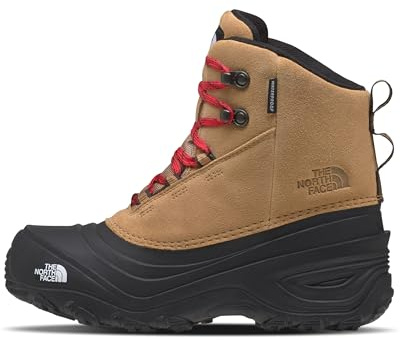The North Face Kids' Chilkat Lace V Insulated Waterproof Snow Boot | Seam-Sealed Outdoor Shoe, Almond Butter/TNF Black, 11