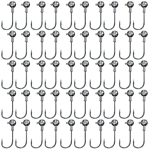 50 Pcs Anzuelos de Pesca mar Cabeza Plomada, Anzuelo de Plomo Afilados Anzuelos de Púas Pescado Jig Heads Gancho