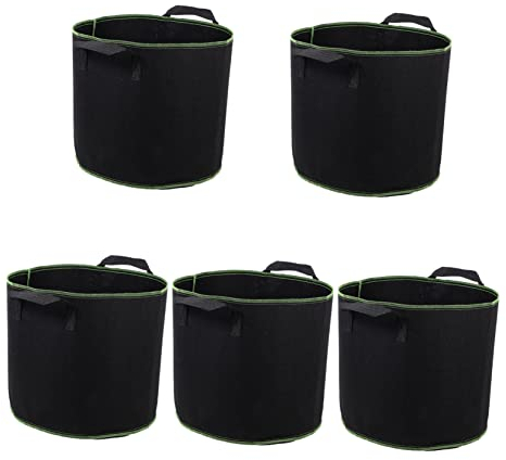 Kisangel 5er-Pack Pflanzbeutel Einfach Zu Verwenden Für Den Garten Im Freien Bequeme Griffe 5 Gallonen 19 L Für Pflanzen