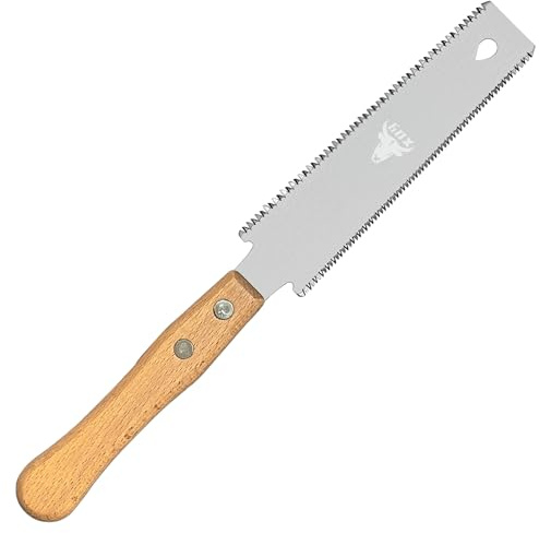 6 Inch Small Japanese Pull Saw Double Edge with Beech Handle SK5 Flexible Flush Trim Saw Cut for Woodworking