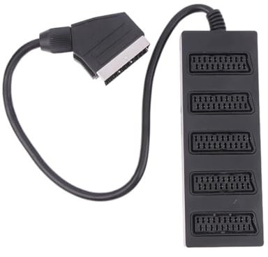 Yominerr Divisor Scart de 5 Vías de 21, Conector Adaptador Scart Macho A 5 Hembra de 21p, 5 Scart de Carretera, Dividido en Cinco Líneas de Cable