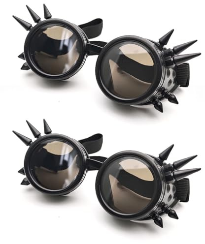 Spldsun 2 Stück Halloween-Kaleidoskop-Karnevalsbrille, Verstellbare Psychedelische Steampunk-Brille, Vintage viktorianische Steampunk-Brille,für Ihre Steampunk-Garderobe(Schwarz)