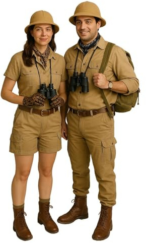 labreeze Jungle Safari Hat Set for Couples – 2-Piece Explorer Hats for Fancy Dress, Halloween Costumes & Jungle-Themed Events – Adult One Size