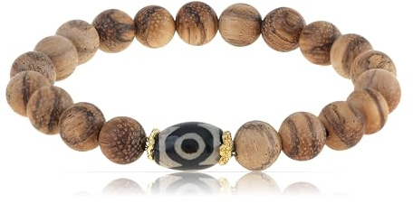 Made by Nami Perlenarmband Herren aus Sandelholz mit Edelstein Männer Armband mit Perlen Herren Schmuck Spiritueller Schmuck (Holzperle)