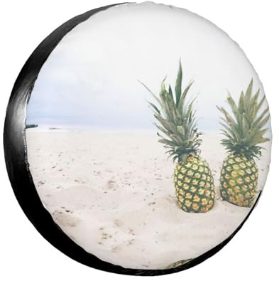 Pineapples On The Summer Beach Wheel Cover14-17 Inch Spare Tyre Cover Fit Traile Rv Suv Truck Tough Tire Wheel Soft Cover