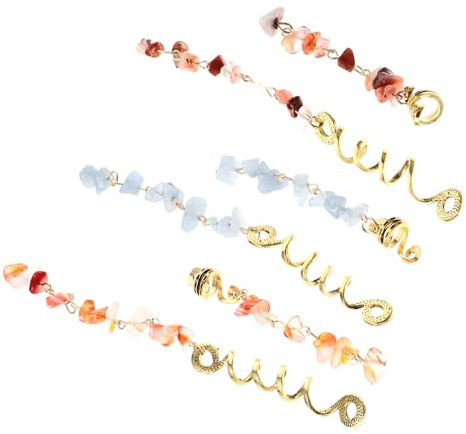 ARTSEWPLY 6pcs Natural Stone Dreadlock Beads Hair Jewelry Braids Accessories Lightweight Hair Pendants for Daily Wear and Special Occasions