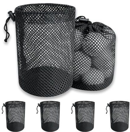 Mordx Golf Ball Storage Bag-6 Pack Mesh Bags with Drawstring，Golf Shag Bag Organizer,Sports Equipment Organizer Sack，for Collecting Half Balls Tennis Beach Travel (6, 10x15cm)