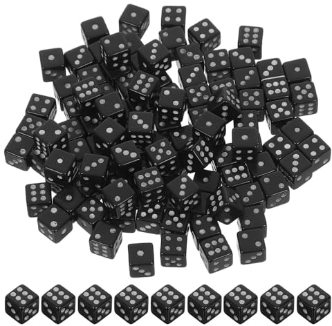 Mini Dadi Neri in Plastica, Set da 100 Pezzi per Giochi da Tavolo | Puntini Ben Visibili, Formato Tascabile, Pratici in Viaggio, Utili per Esercizi Numerici, Sempre Leggibili