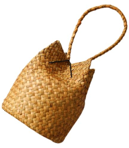 HYTROVE Borsetta Paglia Intrecciata per Spiaggia Estiva, Borsa Tessuta Riutilizzabile Design Rustico e Funzionale, per Fotografia e Confezionamento Regali