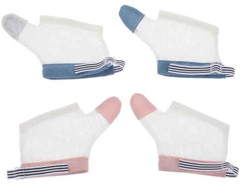 Warmhm Guanti in Nylon Anti Succhiamento per Ragazzo Ragazza, 2 Paia Lavabili per Ragazzo Ragazza e Infant Prevenzione Dita, Protezione Delicata per Uso Quotidiano