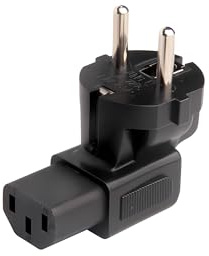 DINIC Stromadapter Netzadapter Gewinkelt Schutzkontaktstecker auf C13 Kaltgeräte-Stecker 90° Winkel 1 Stück Schwarz