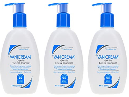 VANICREAM Gentle Facial Cleanser for Sensitive Skin, 8 Oz (Pack of 3)