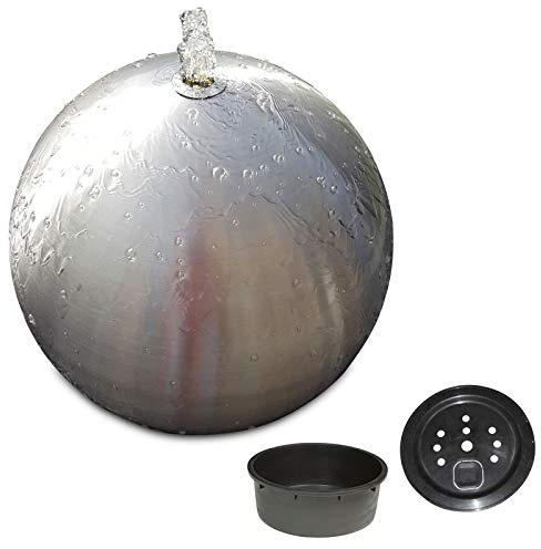 Kugelbrunnen 60 cm incl. LED Gartenbrunnen Wasserspiel Edelstahl matt gebürstet