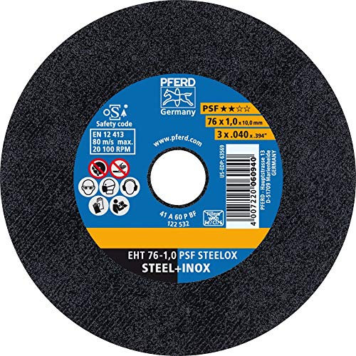 Lot de 25 disques à tronçonner PFERD EHT 76-1,0 PSF STEELOX/10,0 : 65508100