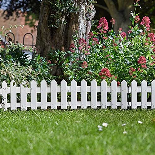 Garden Mile 16pc White Picket Fence Panels Decorative Garden Edging Flower Border Pathway Stake Fencing Panels Edging for Garden Outdoor 40x60cm