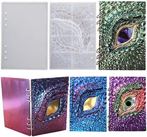 FZSECRIU Epoxy Resin kit Complet, Moule Silicone Resine Epoxy, resine epoxy kit, Moule pour resine epoxy, pour DIY Dragon Eyes Couverture de A5 Cahier, Journal