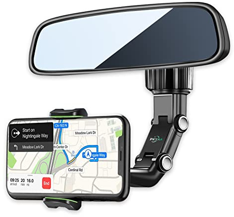 PKYAA Rearview Mirror Phone Mount Holder for Car, 360° Rotating , Multifunctional Mount Phone and GPS Holder Universal Car Phone Holder for All Smartphones