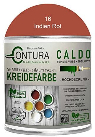 Contura BeGreen 100ml. Kreidefarbe Shabby Chic Möbellack Lack Möbel Farbe Holzlack Natur (16 Indien Rot)