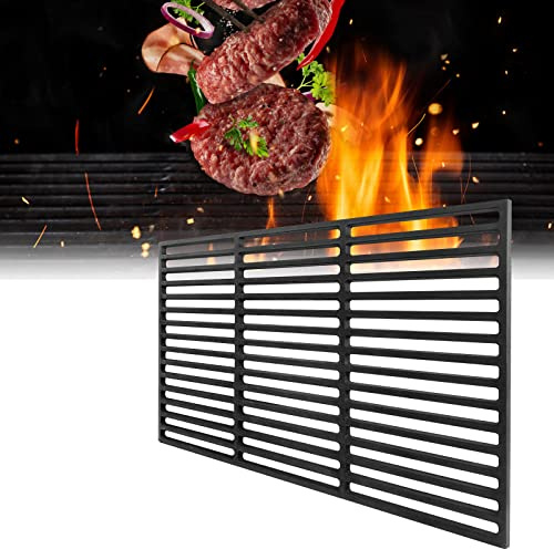 TRMLBE Grillrost Gusseisen 60 x 40 cm Emailliert Gussrost Grillgitter Rechteck Grillroste Gitter Hochwertiger Zubehör für BBQ, Gasgrill, Schwarz