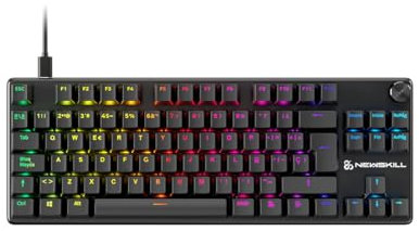 NEWSKILL Serike V2 TKL Teclado mecánico tenkeyless RGB con switches Hot-Swap lineales, Estructura de Aluminio y Layout español Negro
