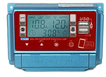Mulcort Contrôleur de chargeur solaire WiFi + BT 60A 12V/24V/36V/48V/60V Contrôleurs MPPT de charge Écran LCD Contrôleur de sortie double USB 5V Télécommande APP Contrôleur charge solaire