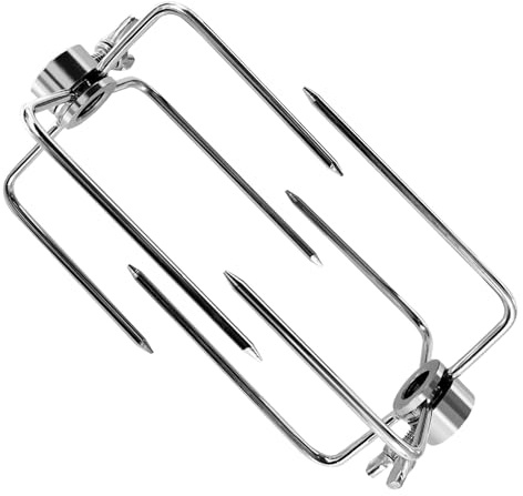 Lot de 2 fourchettes de rôtisserie en acier inoxydable pour barbecue à viande robustes compatibles avec tiges carrées de 0,9 cm et 1,6 cm, parfaites pour les pique-niques en plein air, le camping et